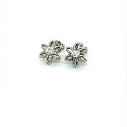 Moissanite Sterling Silver Round Stud Earrings