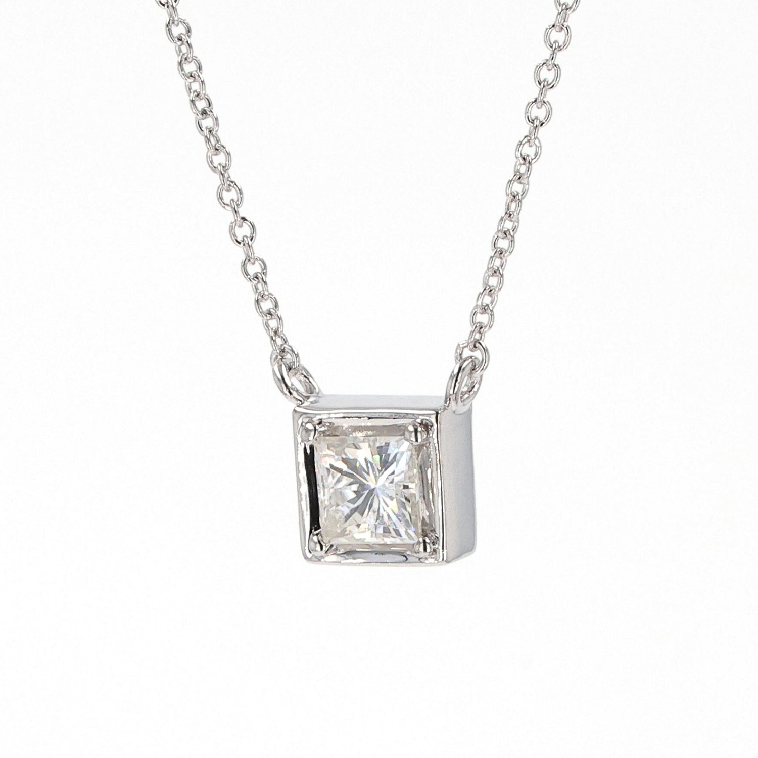 0.60 CTW Square Moissanite Pendant