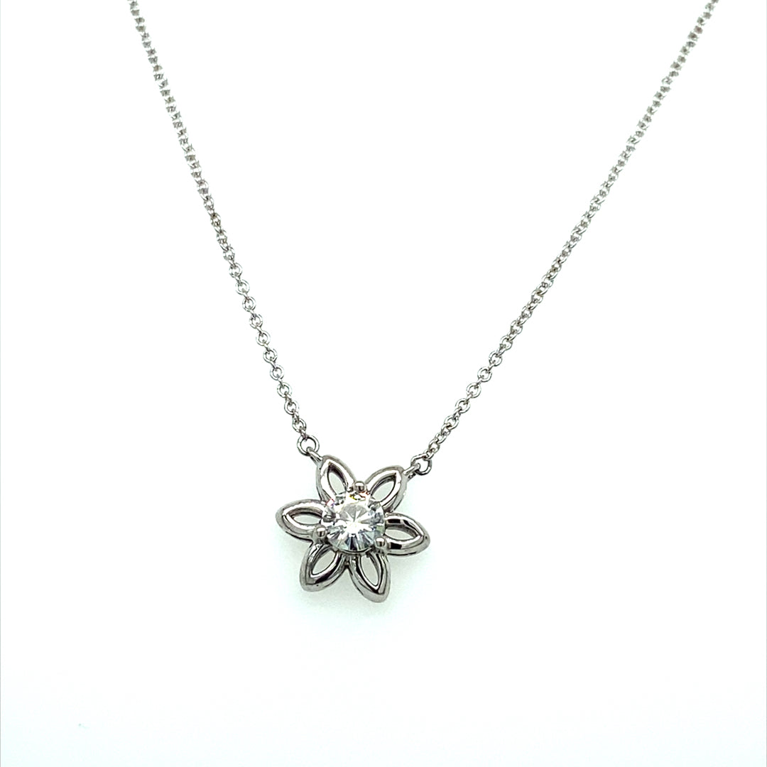 0.33 CTW Moissanite Floral Pendant