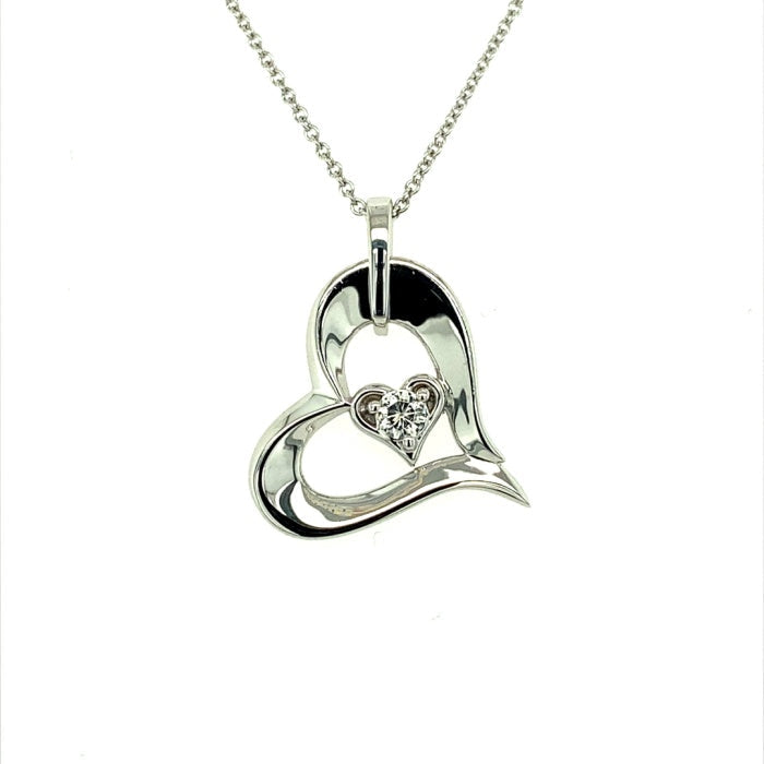 0.13 CTW DEW Moissanite Heart Pendant