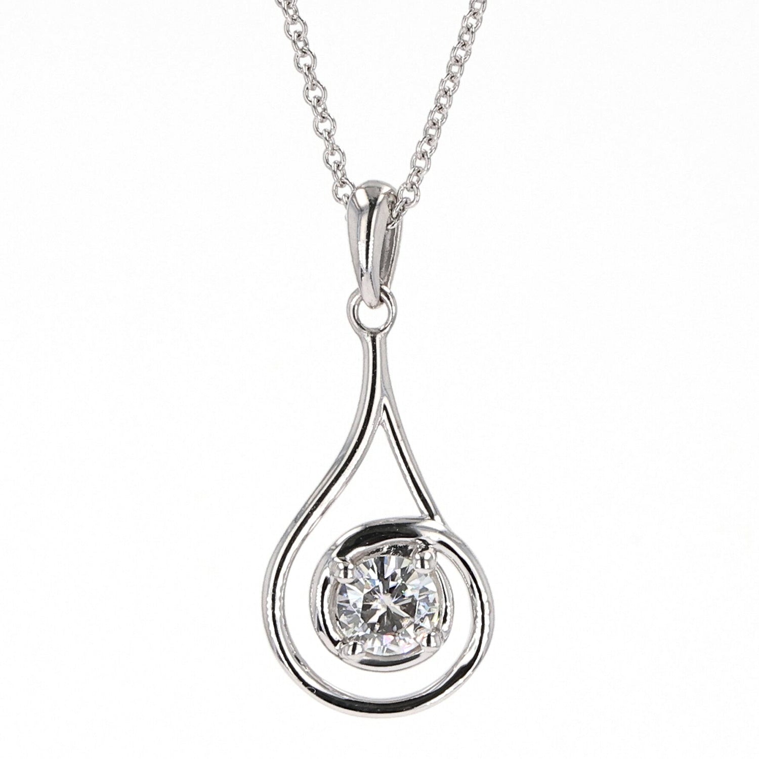 0.33 CTW Moissanite Teardrop Pendant in Sterling Silver Necklace