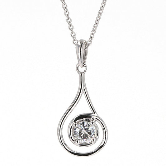 0.33 CTW Moissanite Teardrop Pendant in Sterling Silver Necklace