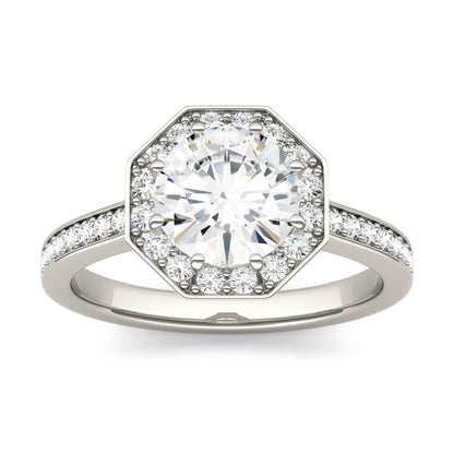 1.82 CTW Moissanite Octagon Halo Engagement Ring