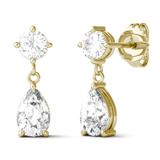 1.18 CTW Moissanite Drop Earrings 14K Gold