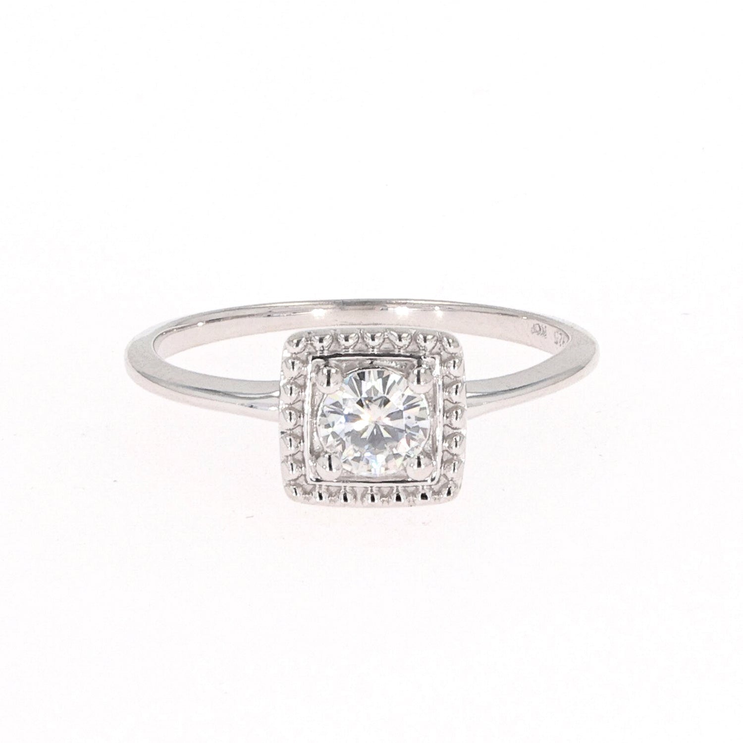 Moissanite Sterling Silver Round Solitaire Ring