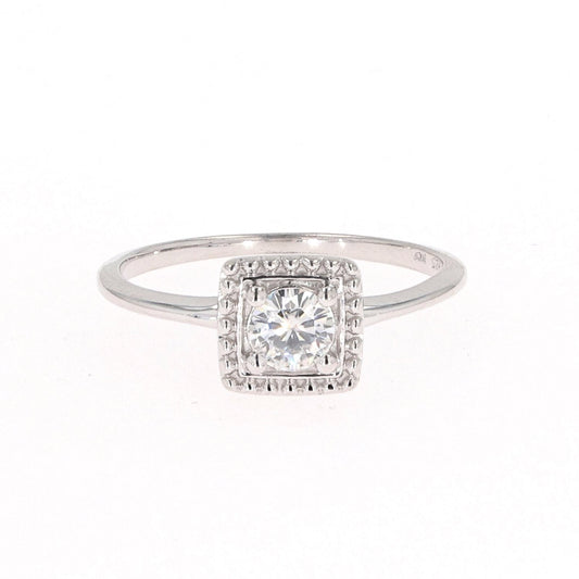 Moissanite Sterling Silver Round Solitaire Ring