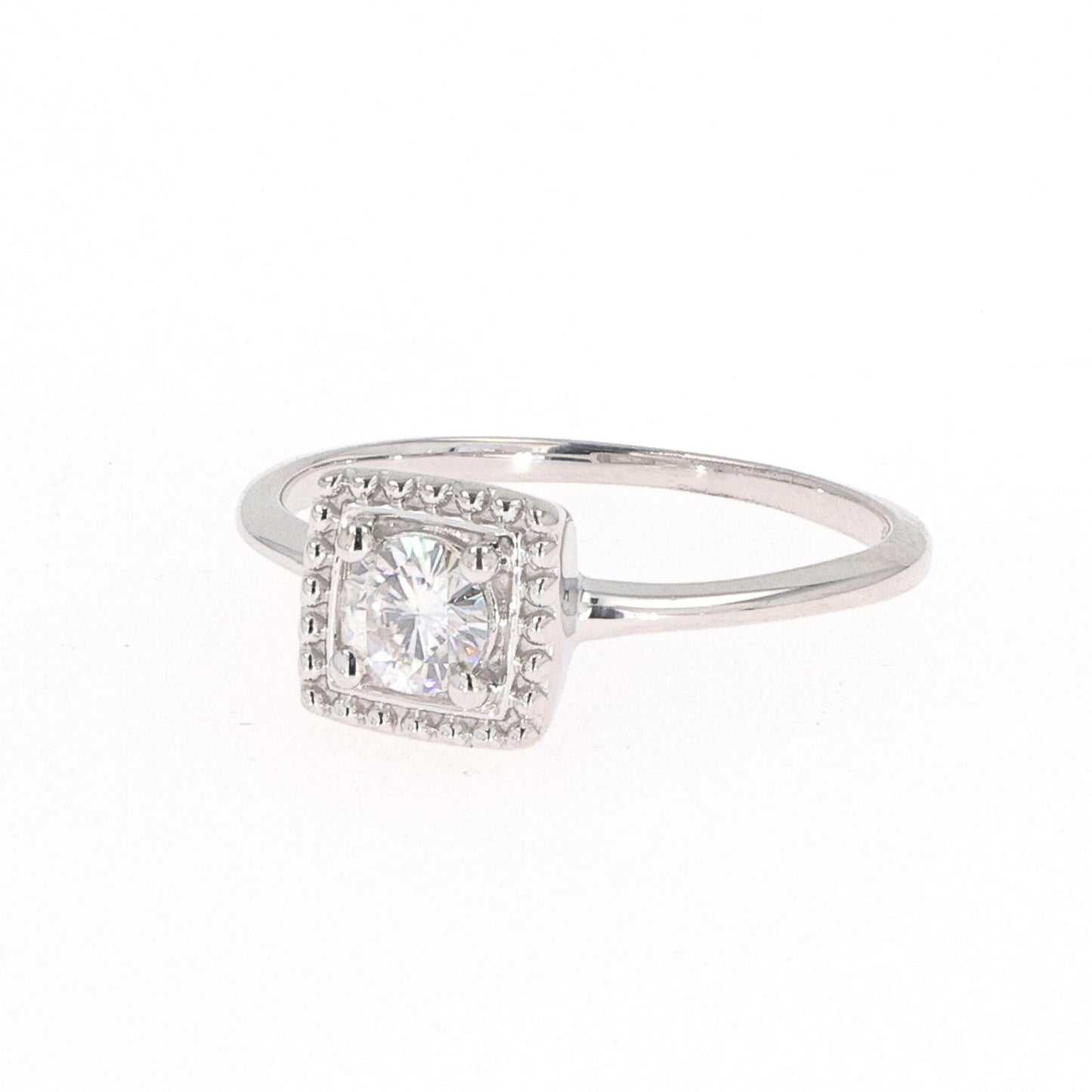 Moissanite Sterling Silver Round Solitaire Ring