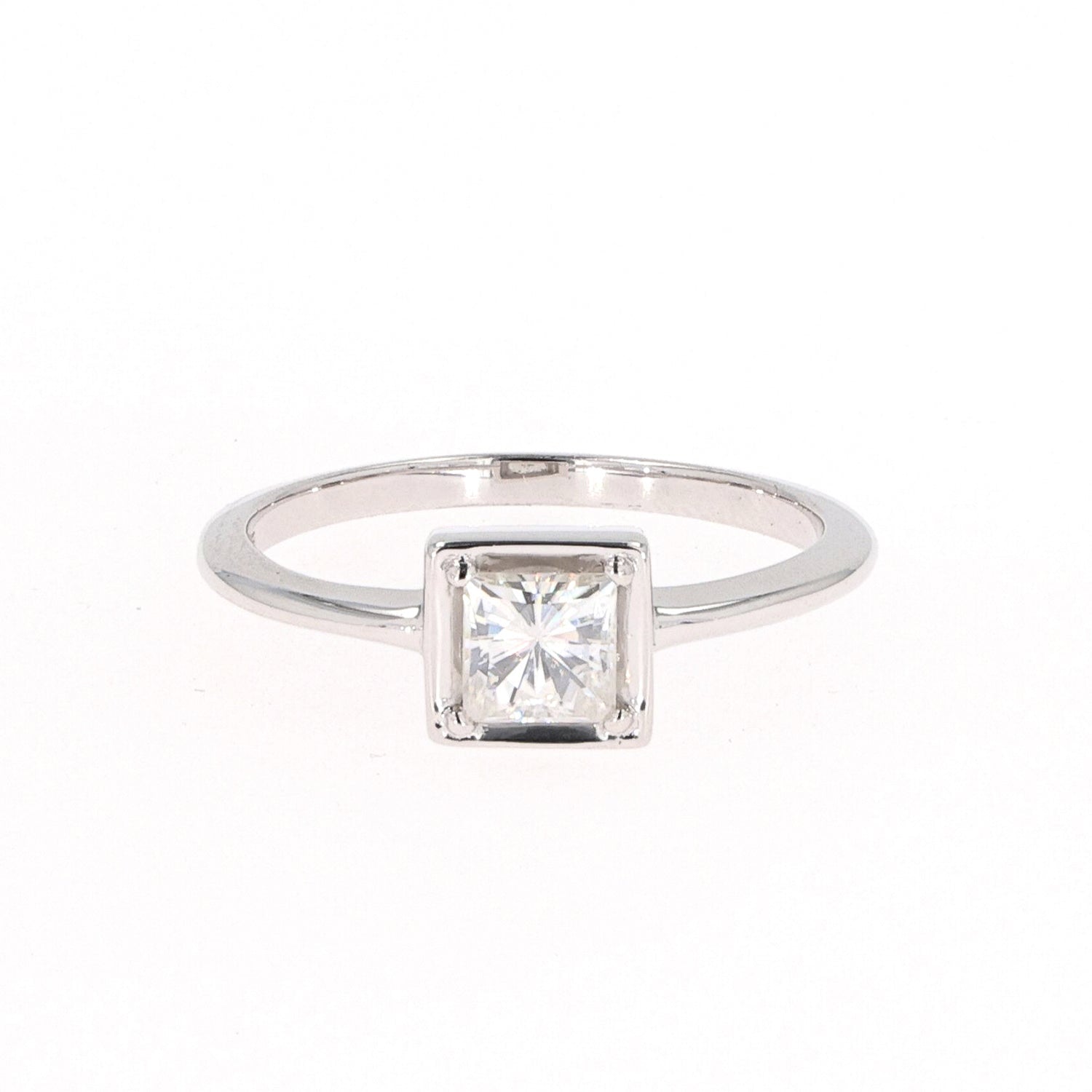 0.60 CTW Moissanite Square Solitaire Ring