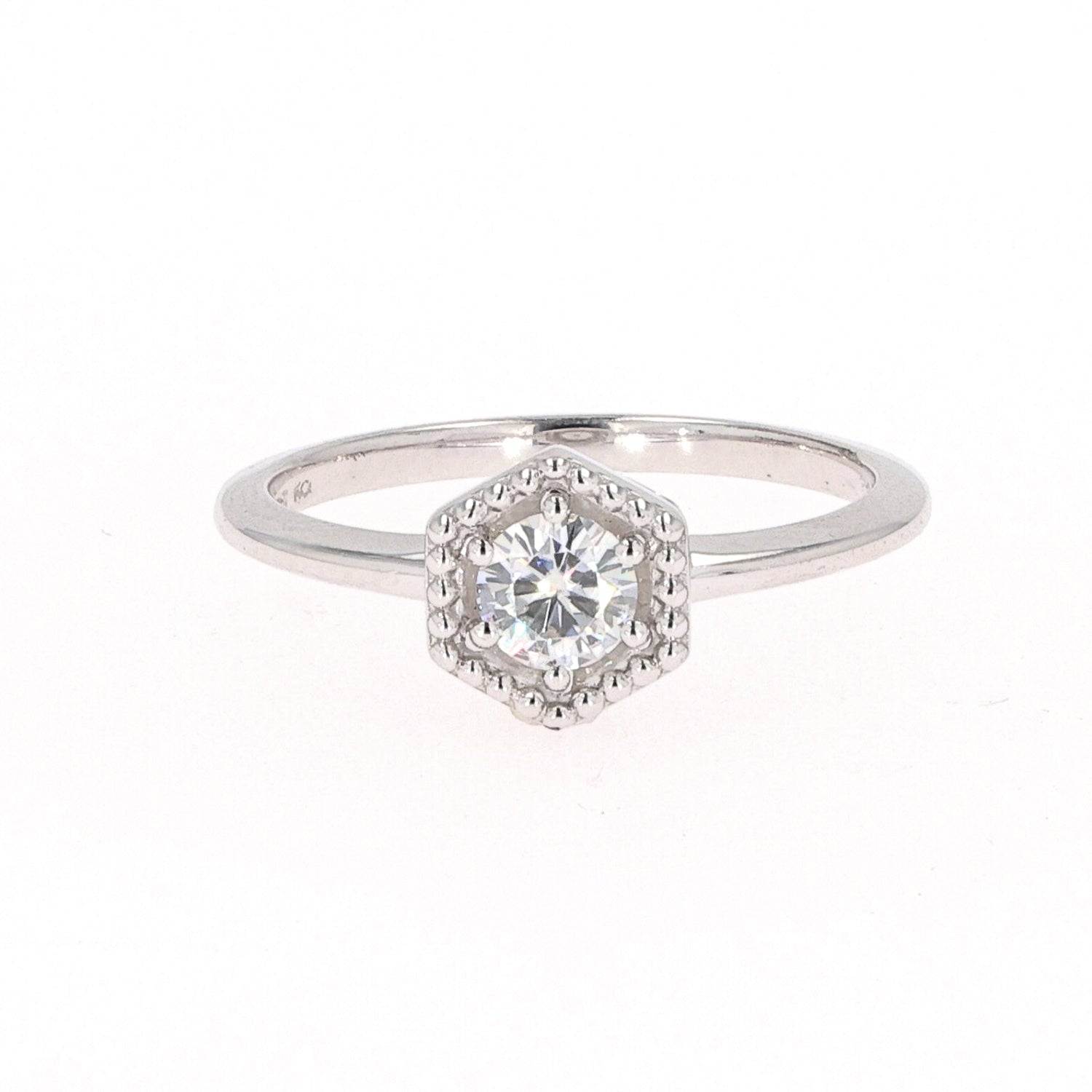 0.33 CTW Moissanite Hexagon Ring