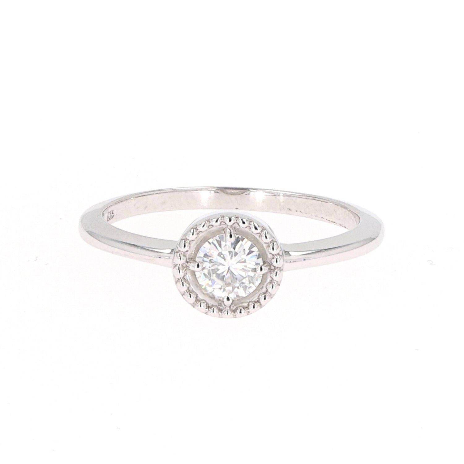 Moissanite Sterling Silver Round Solitaire Ring