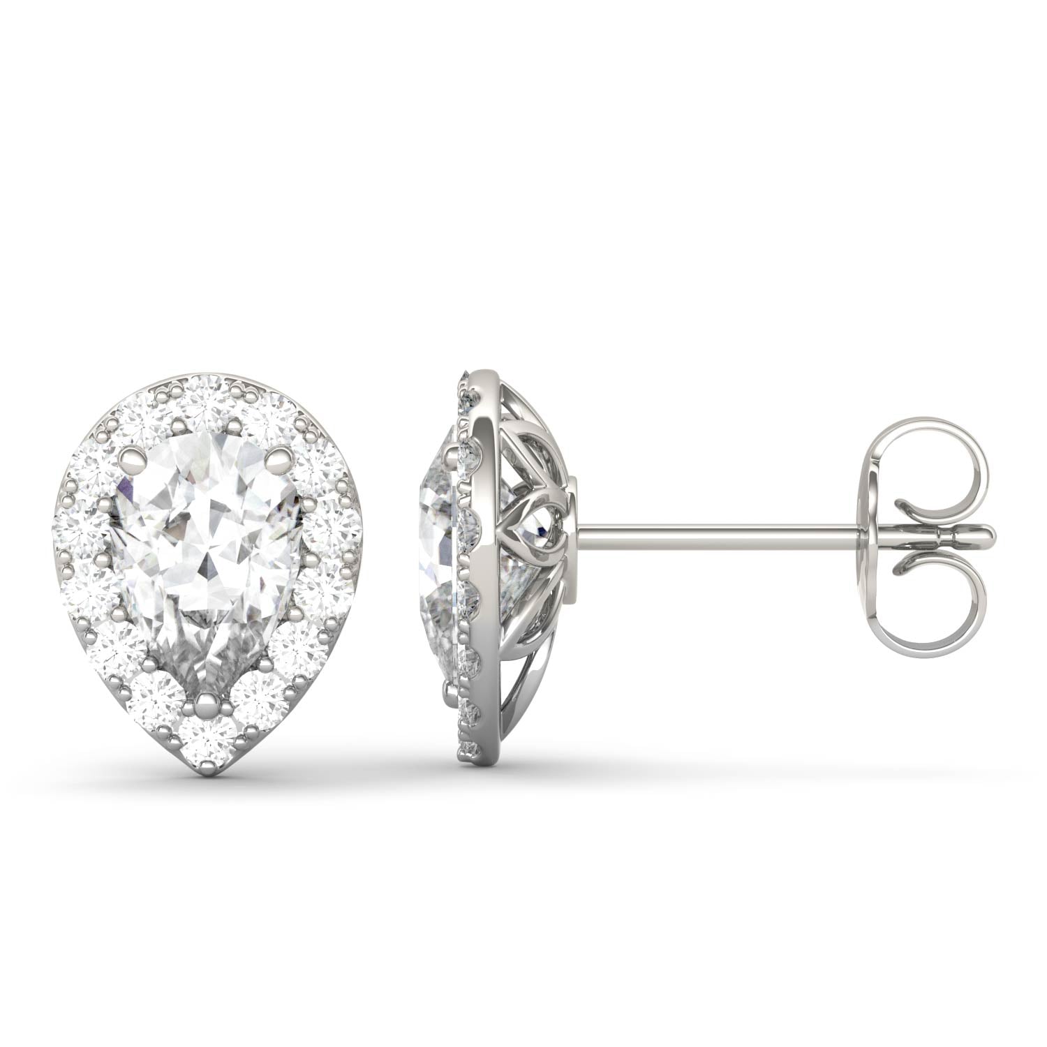 1.96 CTW Pear Moissanite Halo Earrings