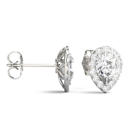 1.96 CTW Pear Moissanite Halo Earrings