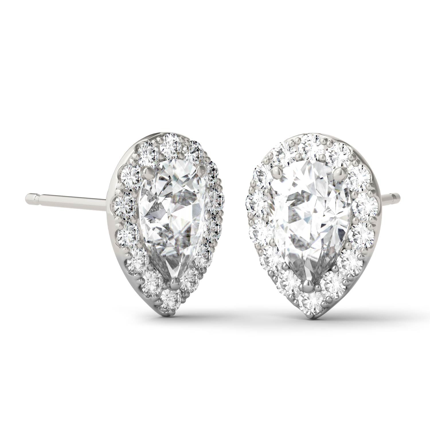 1.96 CTW Pear Moissanite Halo Earrings