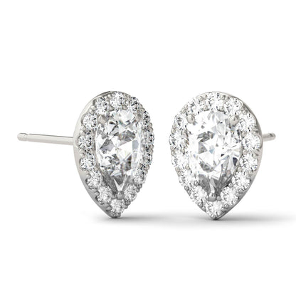 1.96 CTW Pear Moissanite Halo Earrings