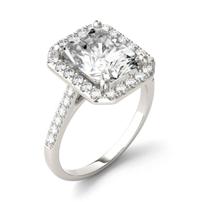 Moissanite White Gold Radiant Halo Ring