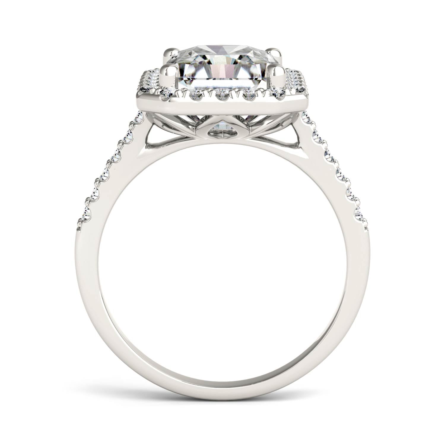 Moissanite White Gold Radiant Halo Ring