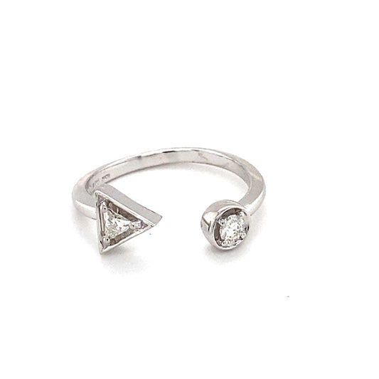 Moissanite Sterling Silver Triangle Ring