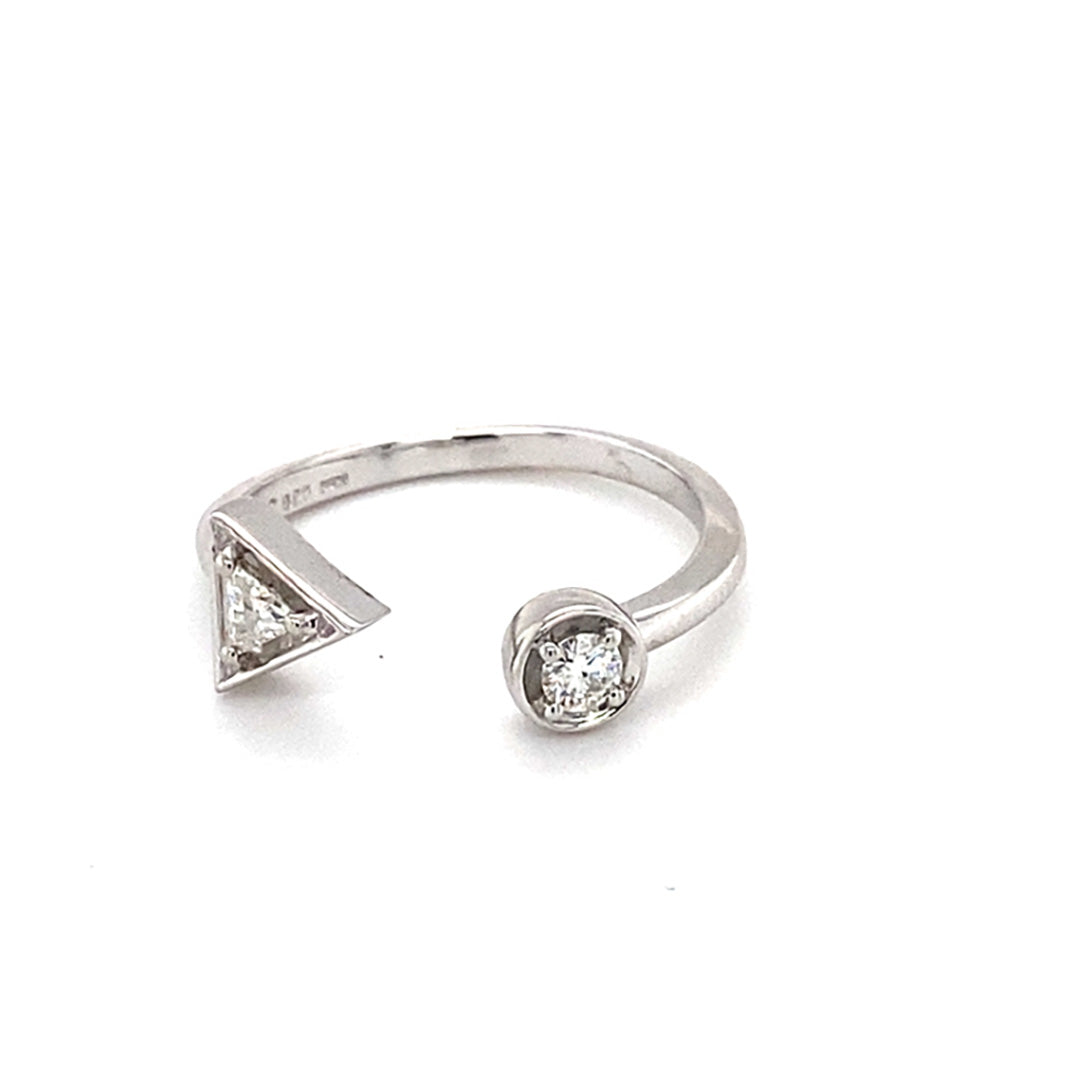 Moissanite Sterling Silver Triangle Ring