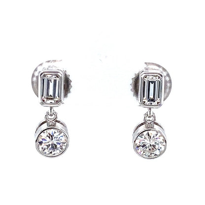 1.54 CTW Moissanite Bezel Drop Earrings