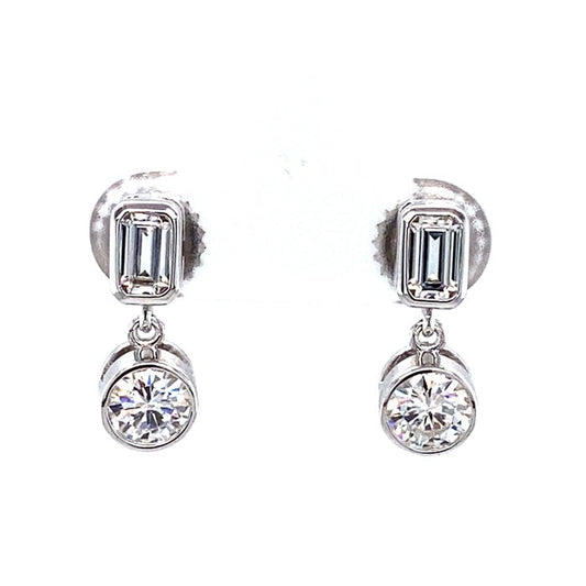 1.54 CTW Moissanite Bezel Drop Earrings