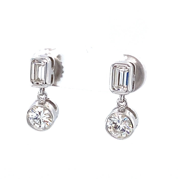 1.54 CTW Moissanite Bezel Drop Earrings