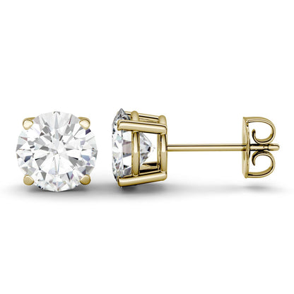 3.00 CTW Round Moissanite Stud Earrings 14K Gold