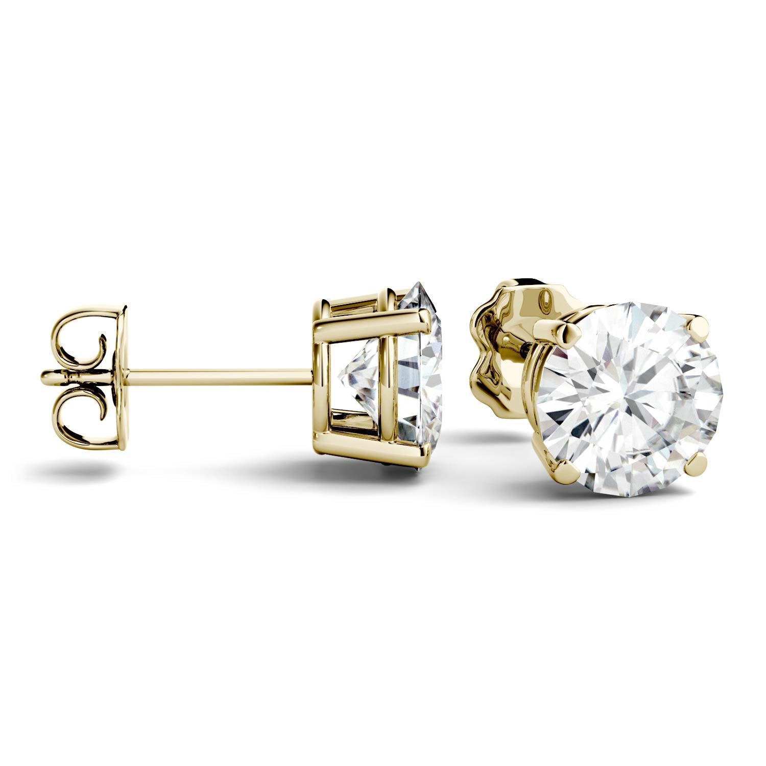 3.00 CTW Round Moissanite Stud Earrings 14K Gold