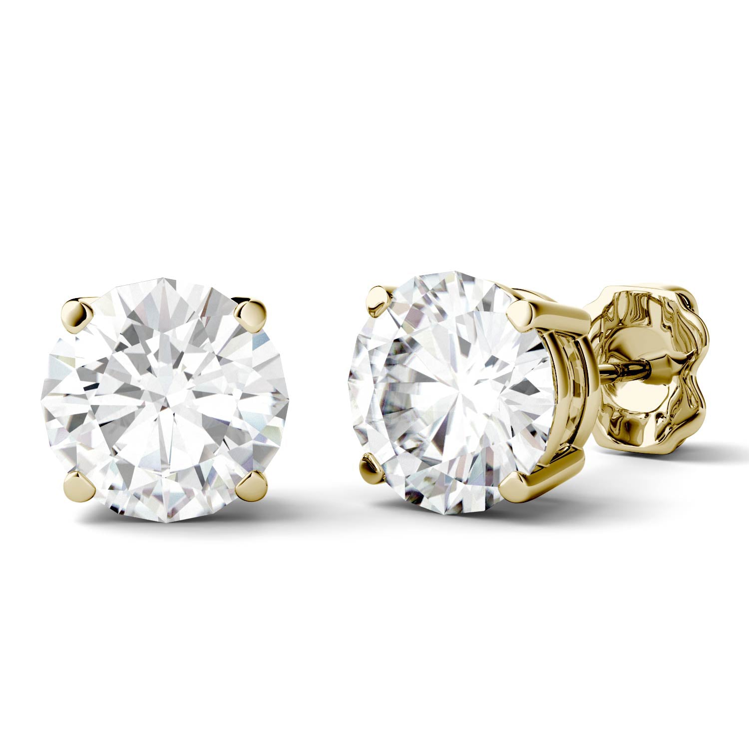 3.00 CTW Round Moissanite Stud Earrings 14K Gold