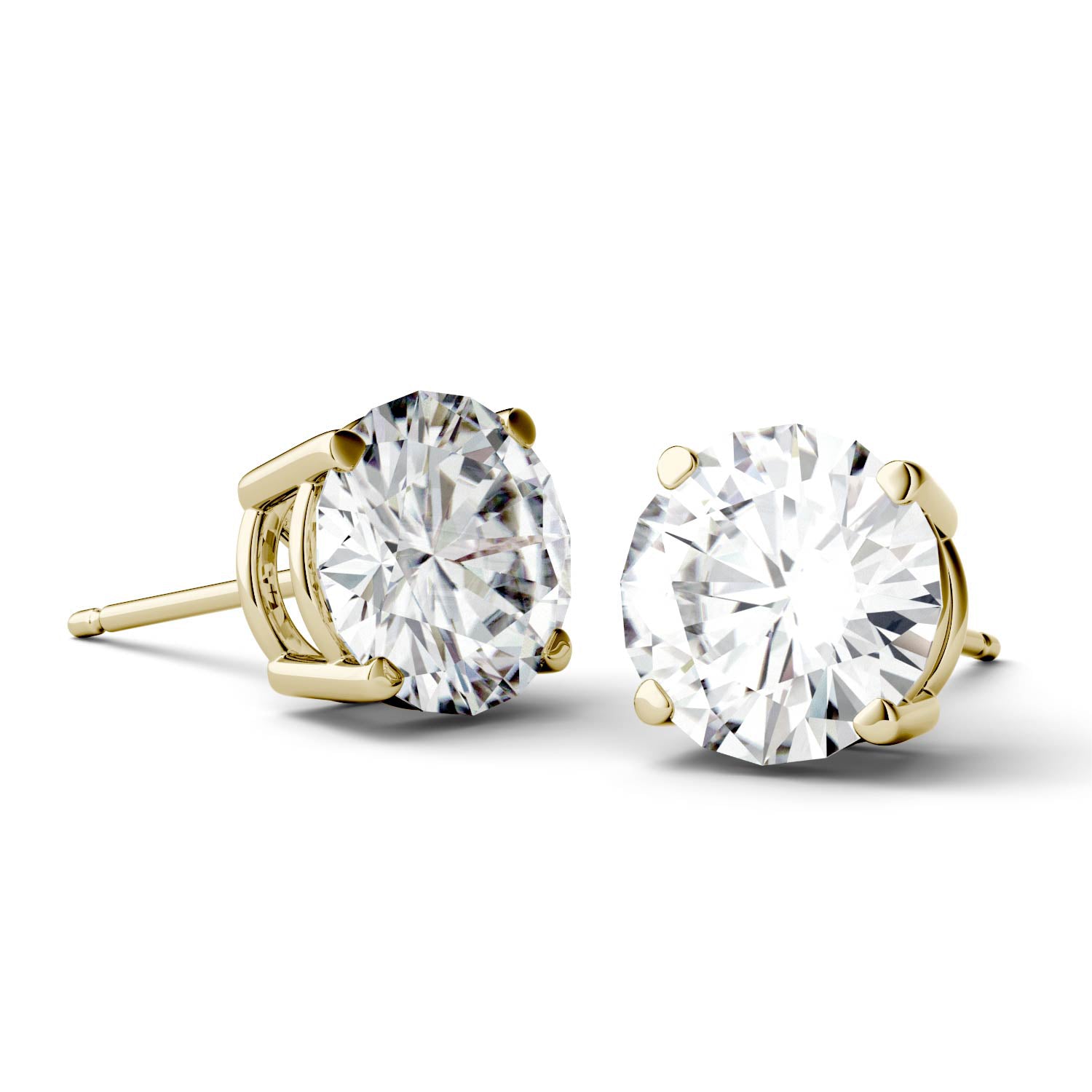 3.00 CTW Round Moissanite Stud Earrings 14K Gold