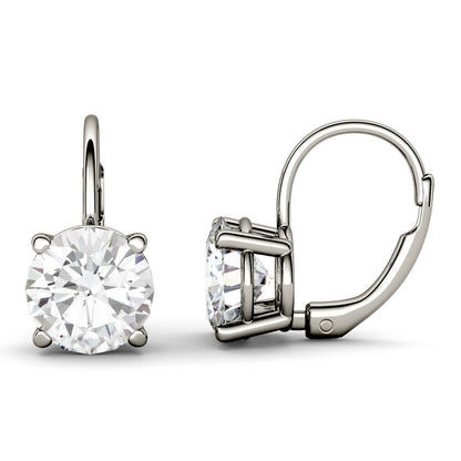 3.00 CTW DEW Moissanite Drop Earrings in 14K White Gold