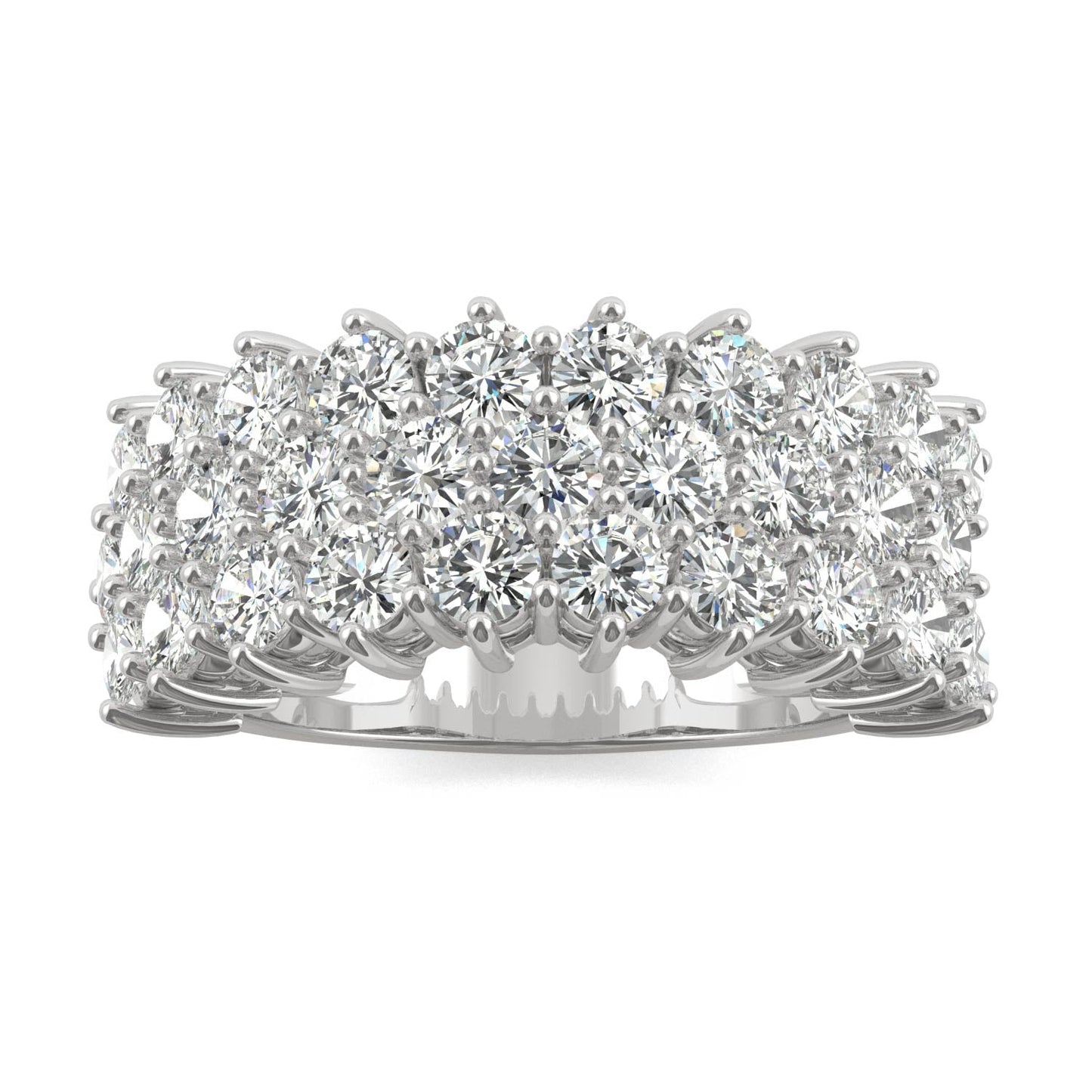 3.10 CTW Moissanite Three Row Ring