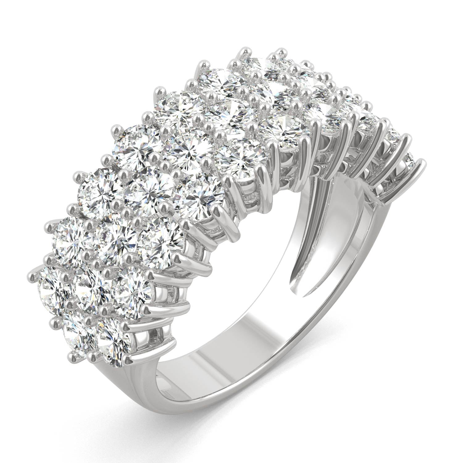 3.10 CTW Moissanite Three Row Ring