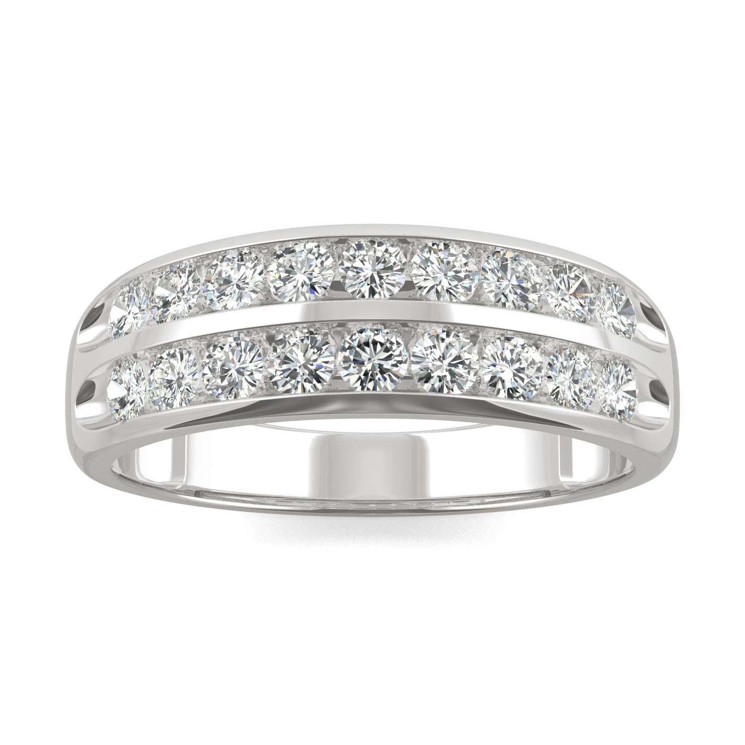 0.72 CTW Moissanite Two Row Ring