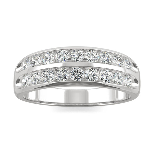 0.72 CTW Moissanite Two Row Ring