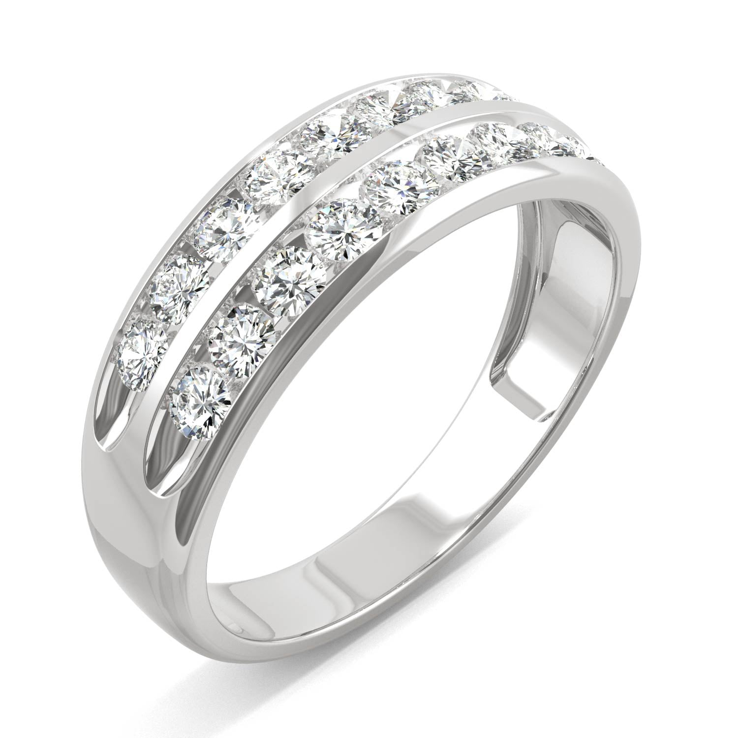 0.72 CTW Moissanite Two Row Ring