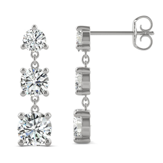 2.18 CTW Moissanite Graduated Drop Earrings