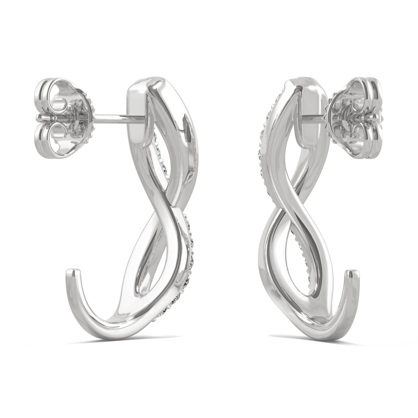 0.16 CTW Moissanite Infinity J-Hoop Earrings