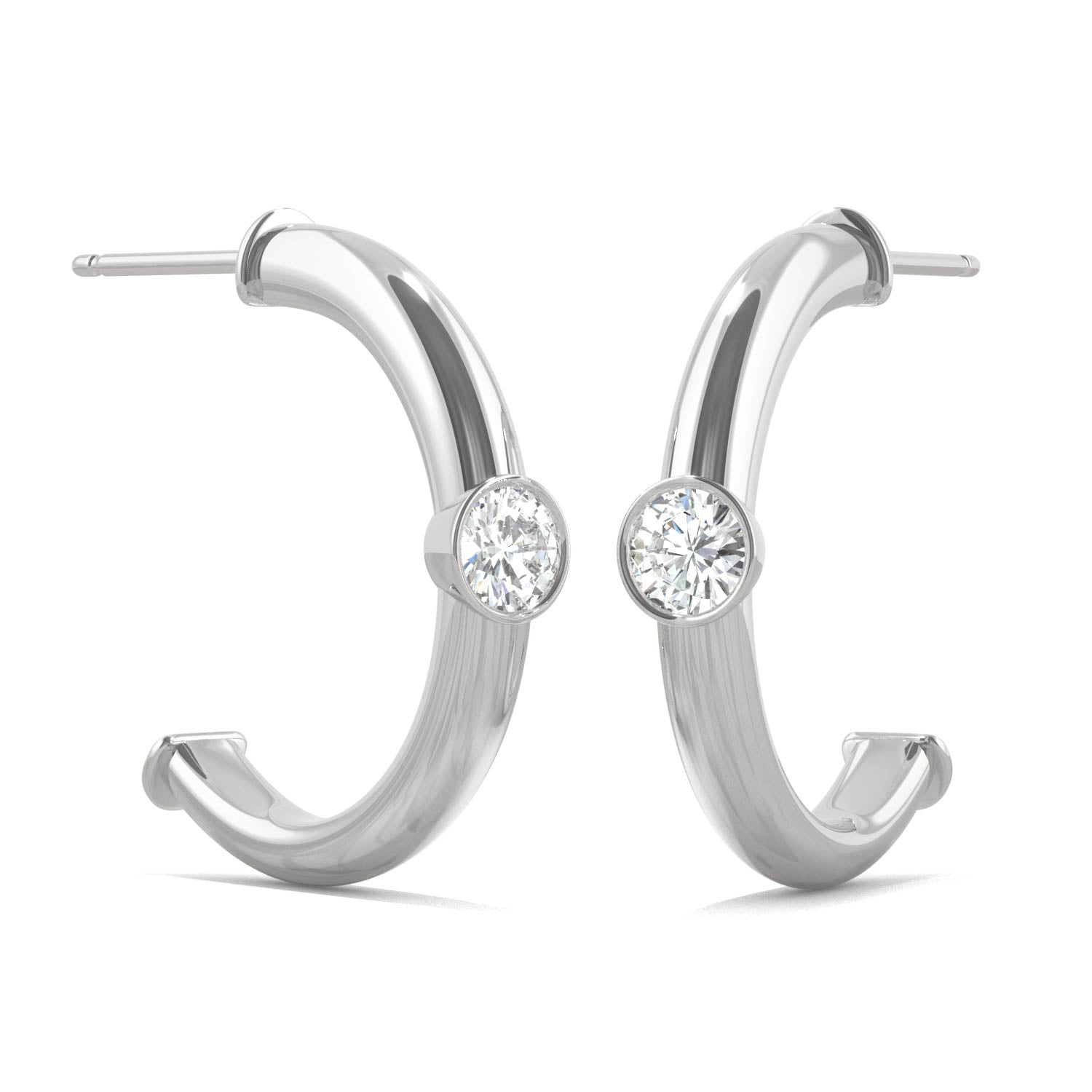 0.32 CTW Dew Round Moissanite Petite Open Hoop Earrings