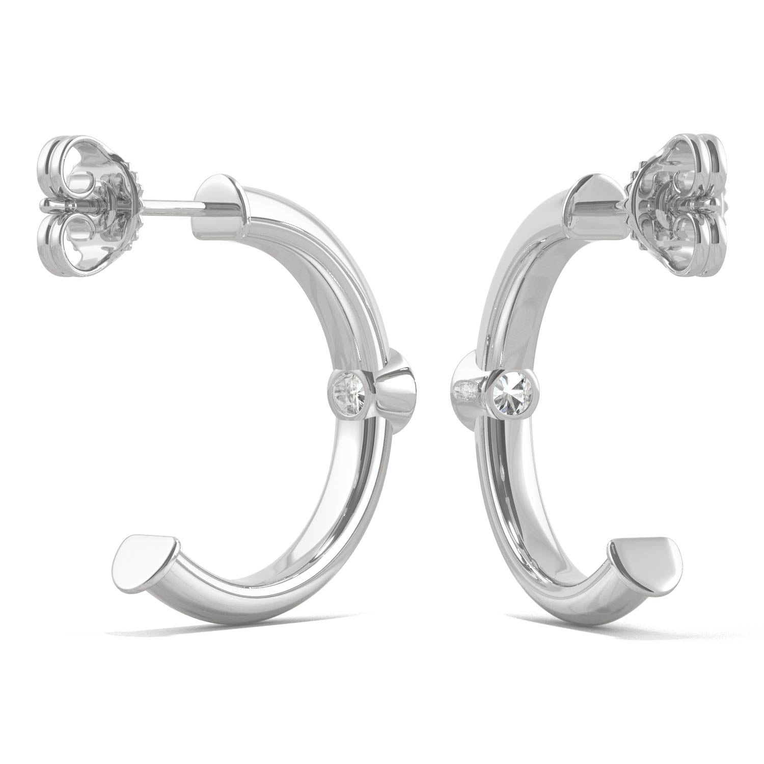 0.32 CTW Dew Round Moissanite Petite Open Hoop Earrings