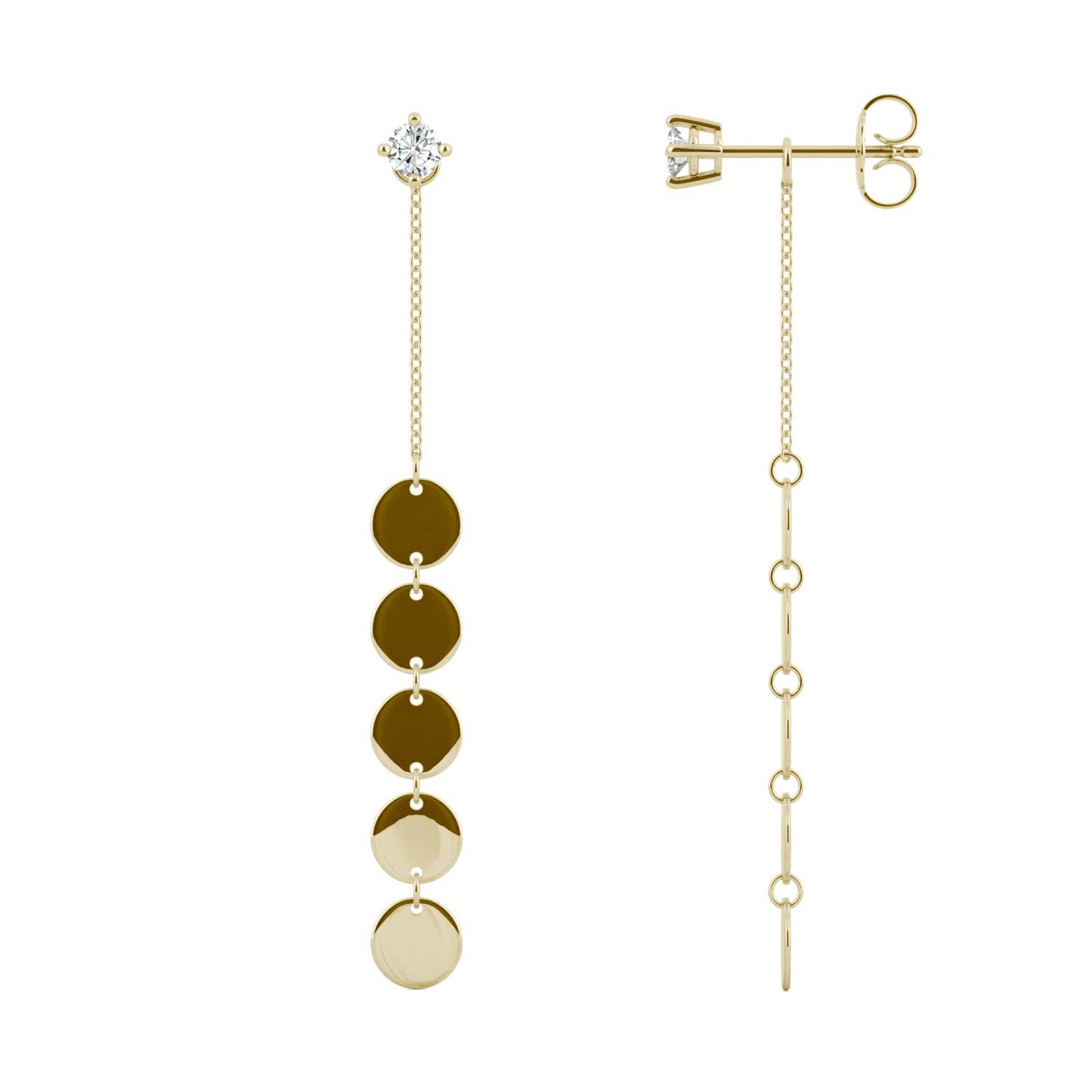 0.20 CTW DEW Round Drop Earrings in 14K Yellow Gold