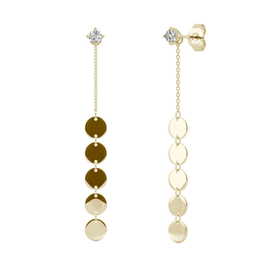 0.20 CTW DEW Round Drop Earrings in 14K Yellow Gold