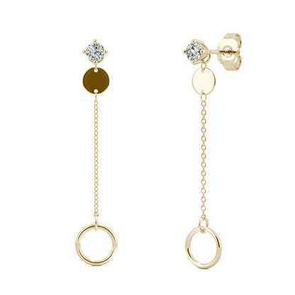 Moissanite Gold Circle Drop Earrings