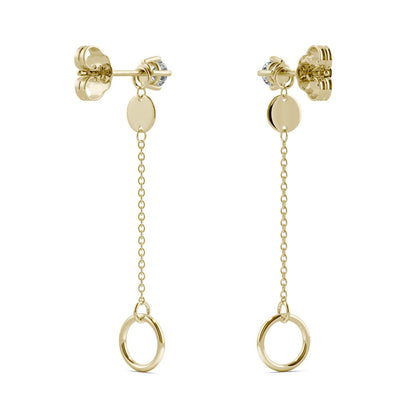 Moissanite Gold Circle Drop Earrings