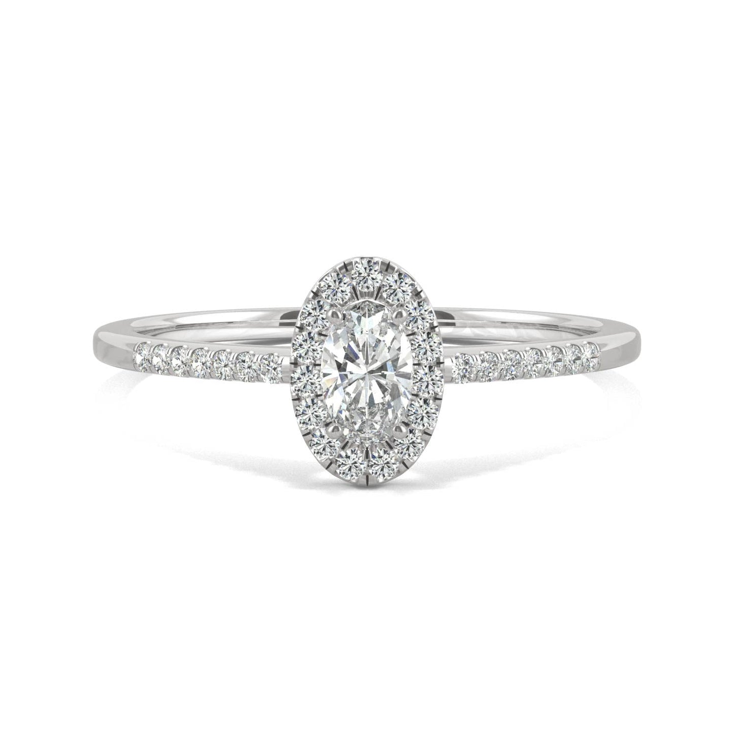 0.41 CTW Oval Moissanite Halo Ring