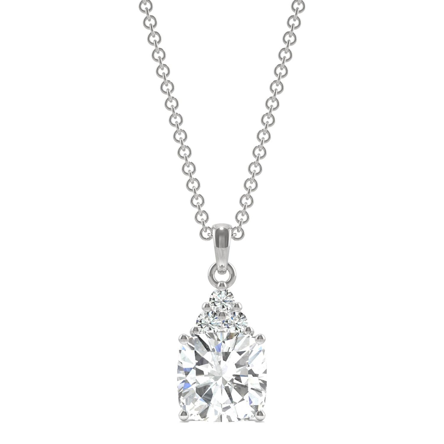 1.79 CTW Moissanite Trio Cluster Pendant in 14K White Gold