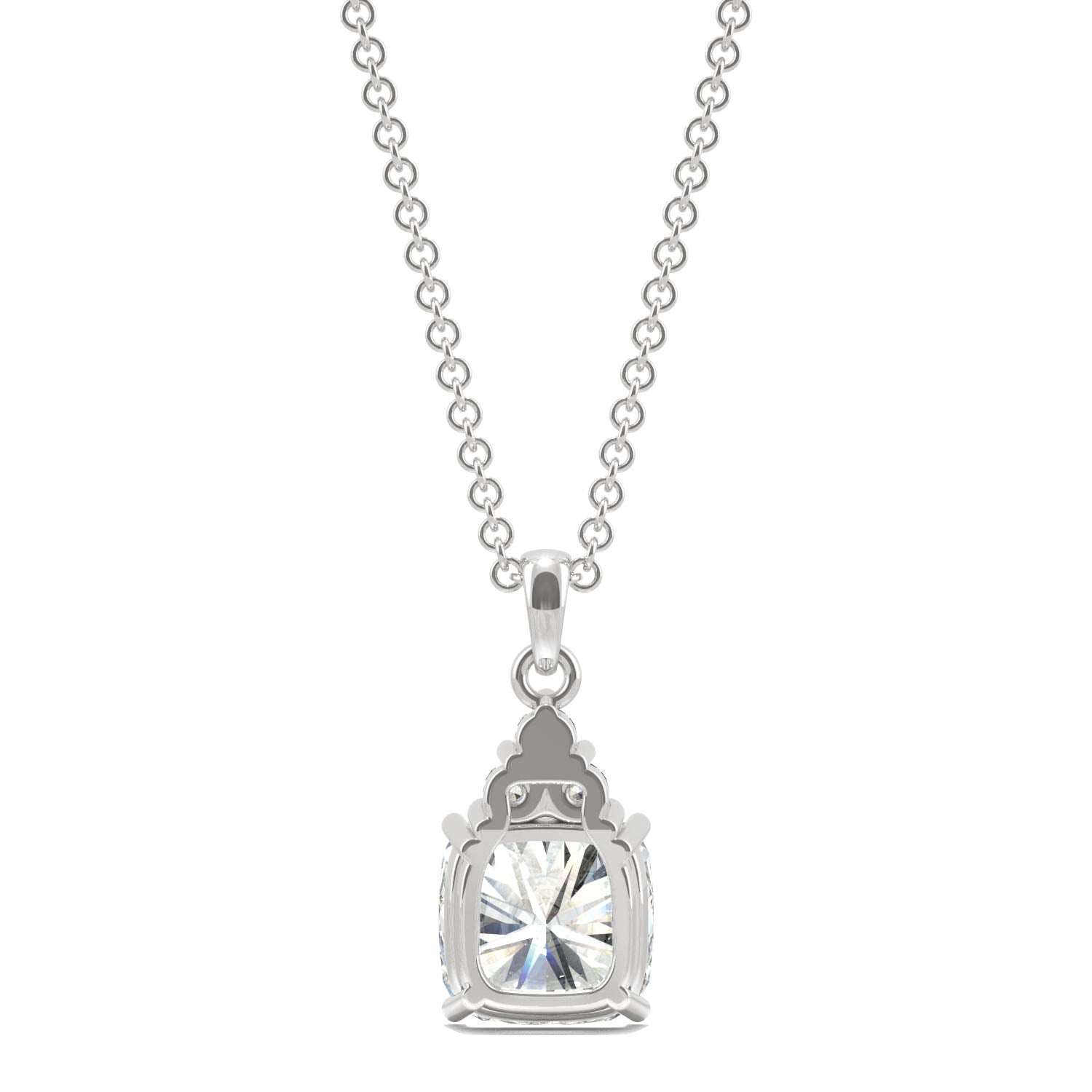 1.79 CTW Moissanite Trio Cluster Pendant in 14K White Gold