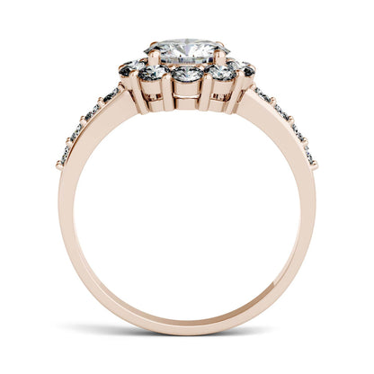 1.78 CTW DEW Round Moissanite Halo Ring