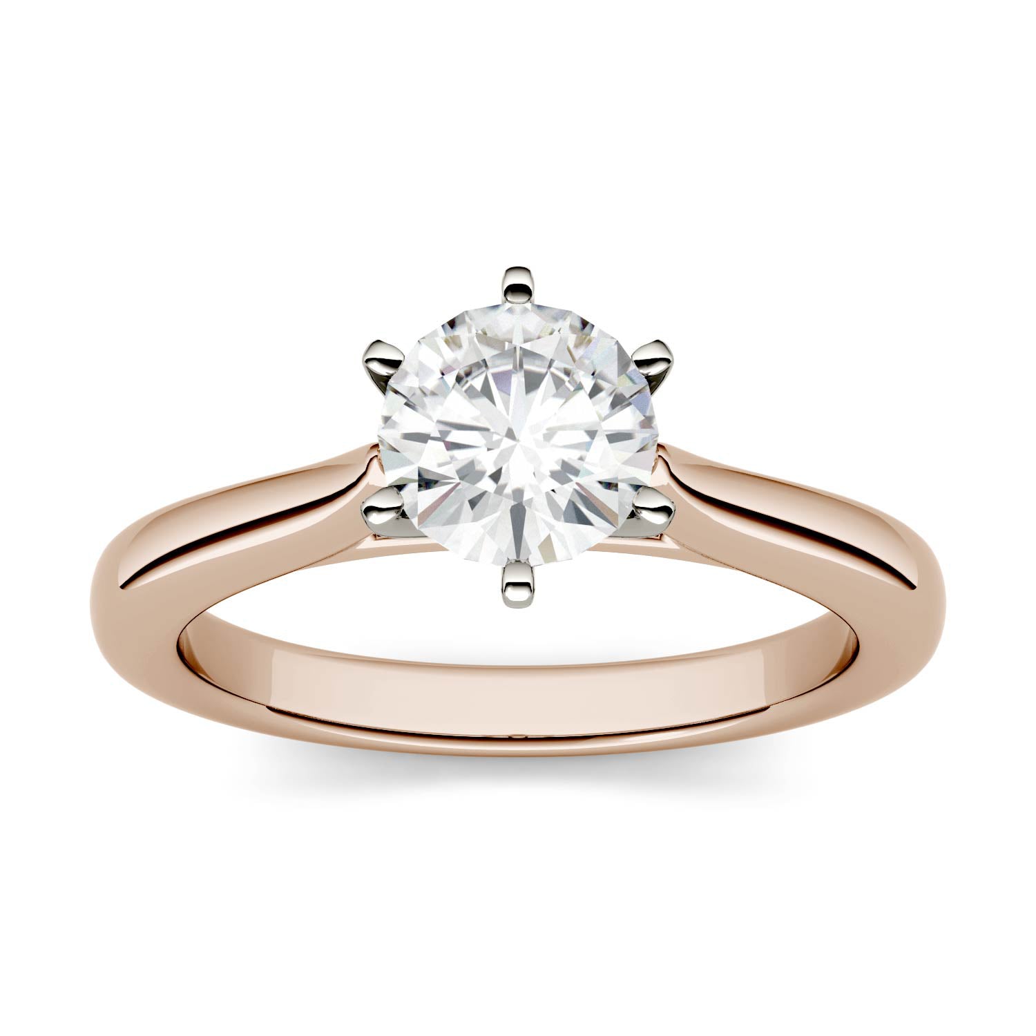 1.00 CTW Moissanite Round Engagement Ring in Two-Toned Gold