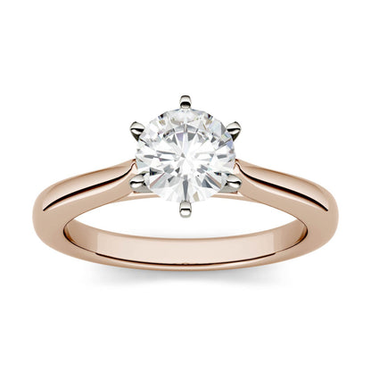 1.00 CTW Moissanite Round Engagement Ring in Two-Toned Gold