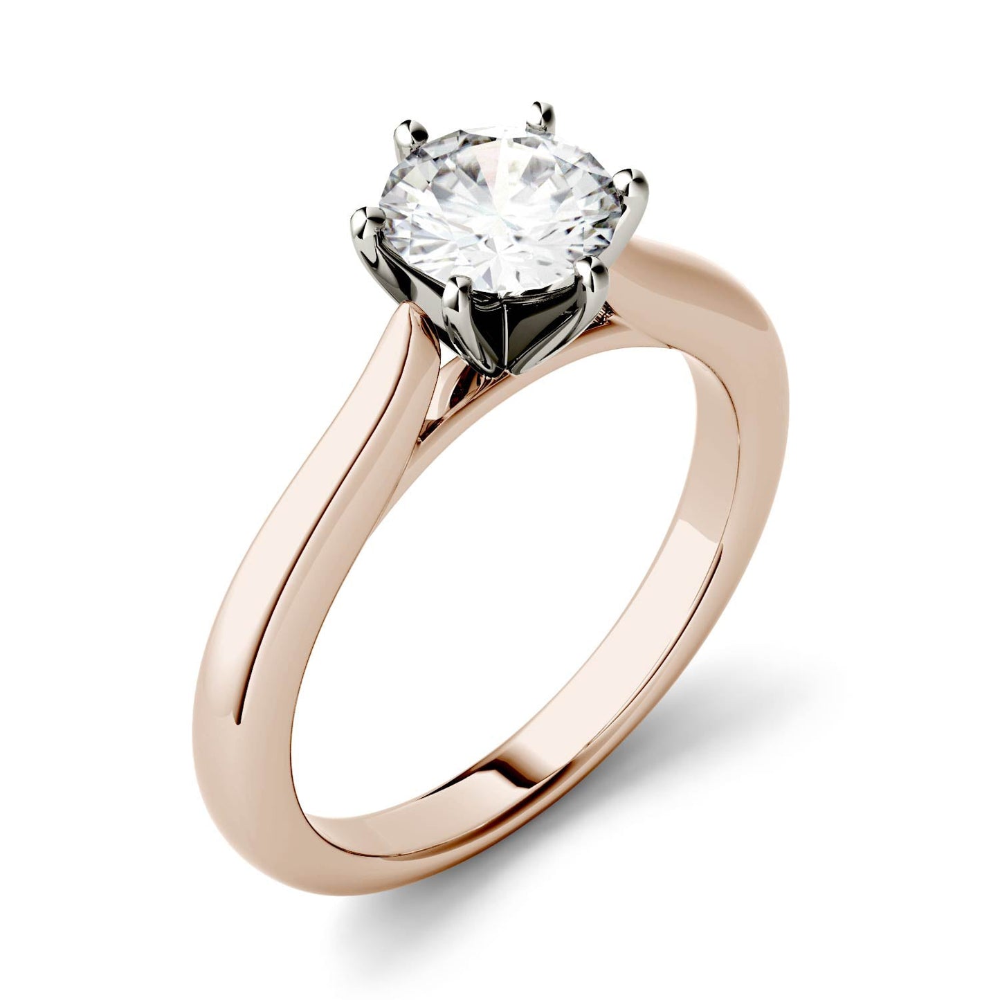 1.00 CTW Moissanite Round Engagement Ring in Two-Toned Gold